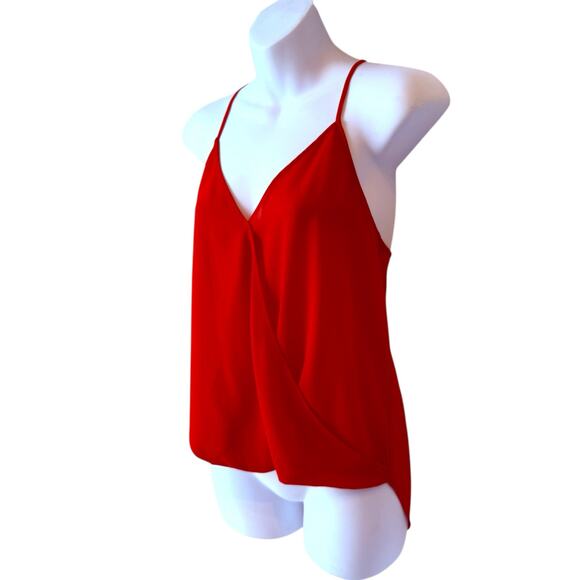 Red Crossover Front Camisole Size Small Sleeveless Sheer Blouse Fairy Romantic - Picture 2 of 11